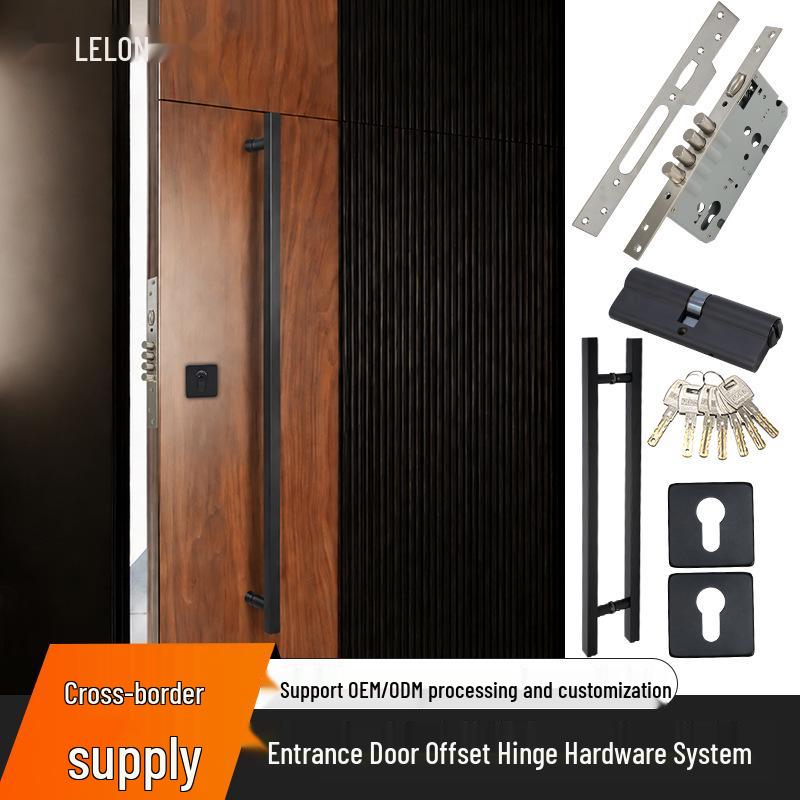Black Offset Axis Anti-theft Door Lock with 304 Stainless Steel Handle for Wooden Entrance Doors