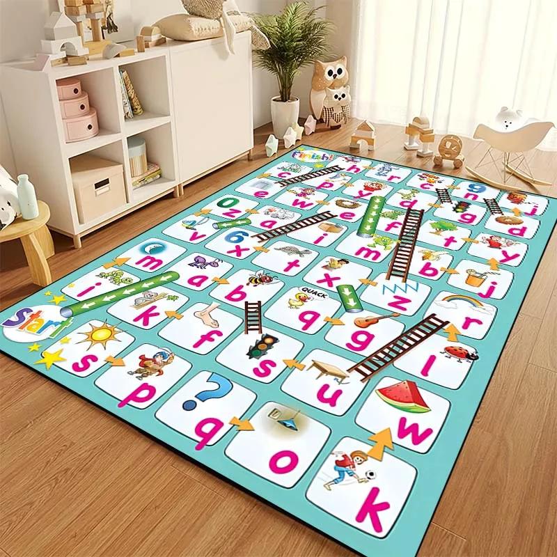 Cartoon Snake and Ladder Board Game Pattern Living Room Bedroom Carpet Bedside Bathroom Floor Mat 15 Sizes Kid's Room Play Mats