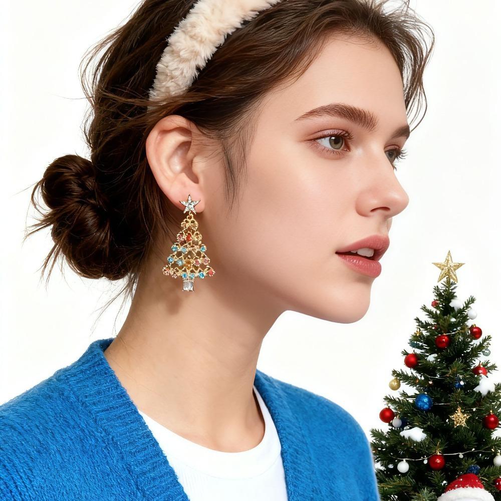 European Style Christmas Tree Earring Zinc Zinc Alloy Xmas Tree Ear Drop  New Year