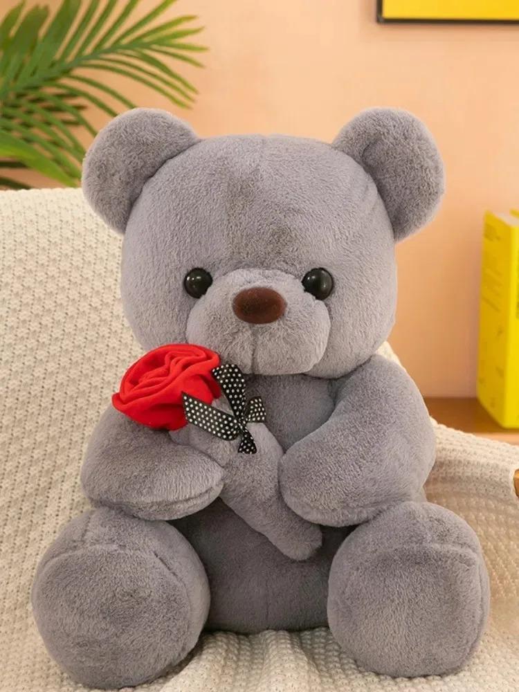 

Latest Cartoon Rose Teddy Bear Plush Playthings Designed For Girls Valentine s Day Present Bear Pillow great for daily use