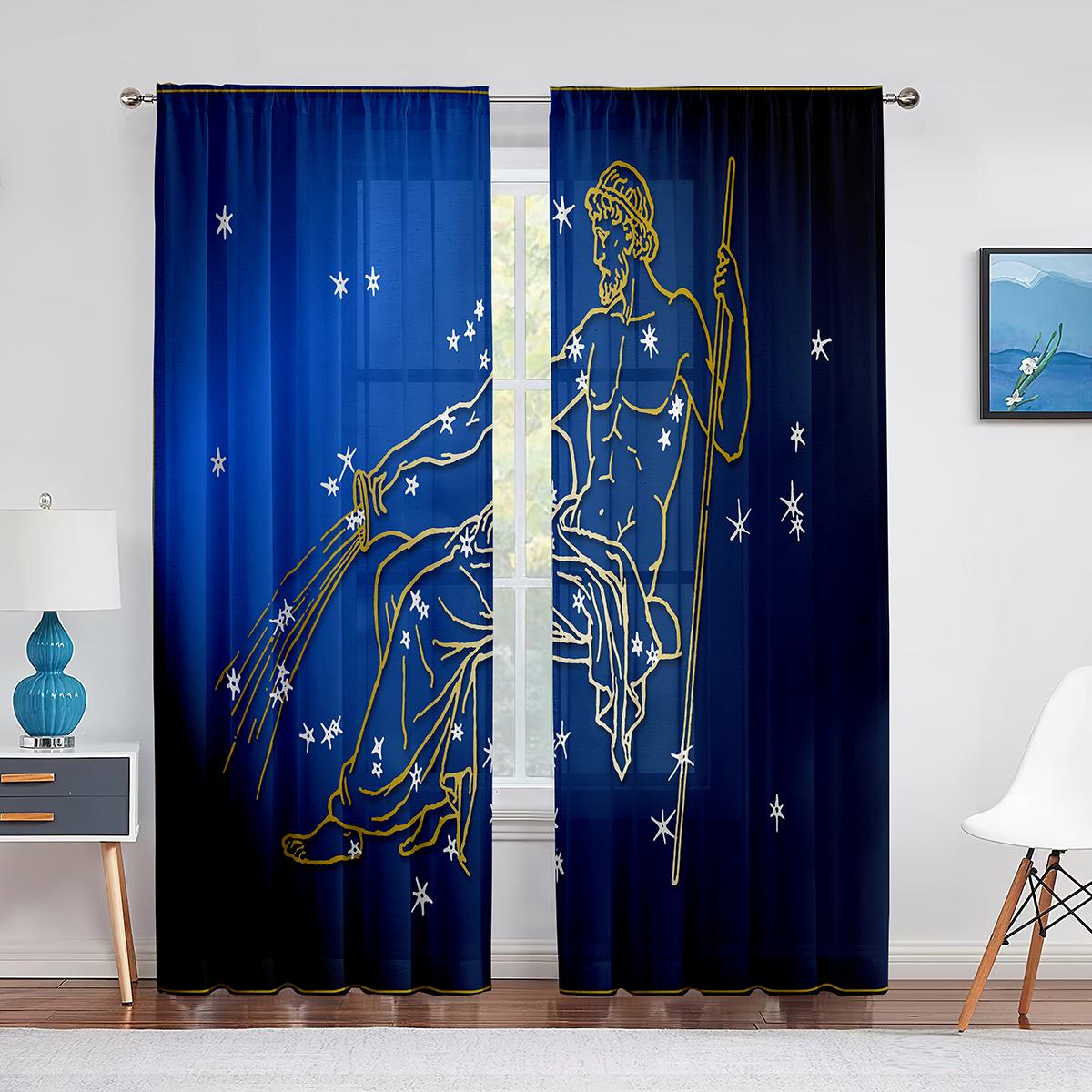 Астрология Тюль Шторы Созвездие Зодиака и Планеты Окно Прозрачная Вуаль Шторы — фото 13