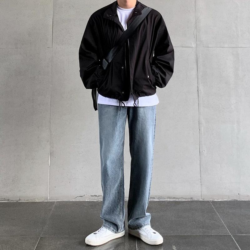 Men's Lapel Jacket Spring and Autumn Korean Style Loose Thin Tops Versatile Jackets Work Jackets