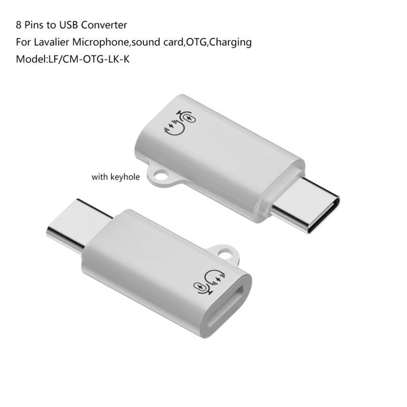 

For iPhone Female Audio Adapter to USB-C Male OTG Converter (With Lanyard Loop) As Shown A