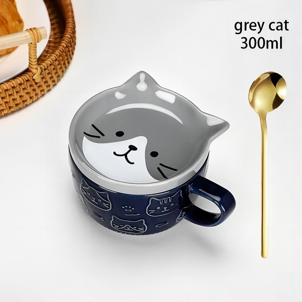 YWDL Cartoon Animal Ceramic Coffee Cup Kids Gift with Lid Mug Couple Coffee Cup Breakfast Milk Mug Porcelain Home Kitchenware
