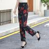 Plus Size Hose mit hoher Taille, Sommer, Vintage-Druck, elastische Taille, klassische gerade Hose für Damen