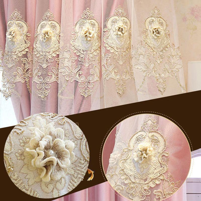 Európai stílusú függönyök sötétítő ruha fonal dombornyomott hímzés nappali hálószoba luxus függönyrúd