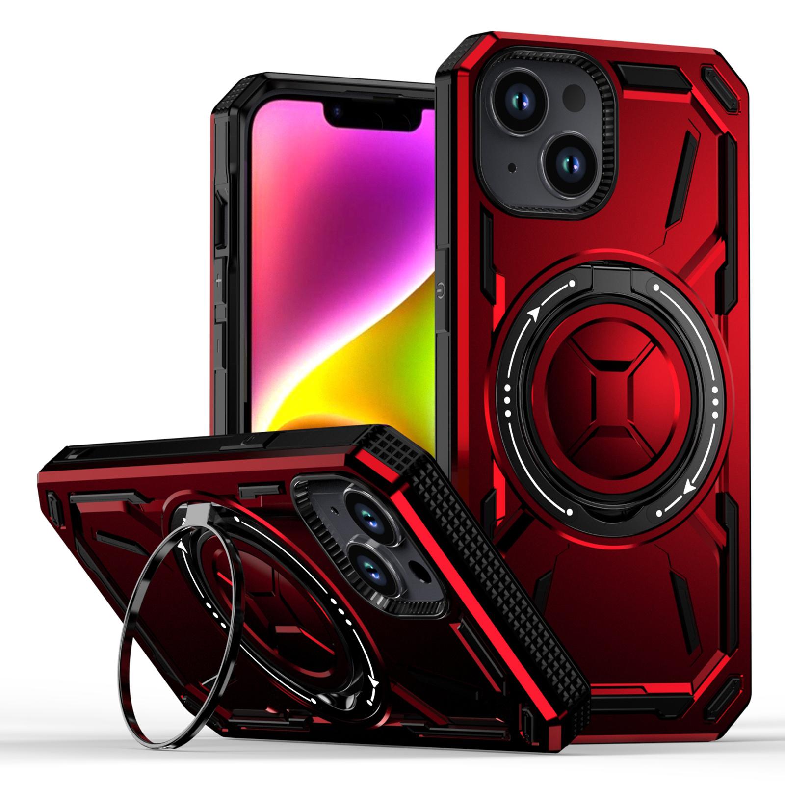 

Чехол для iPhone 15 с подставкой из ТПУ+ПК, совместимый с MagSafe Red