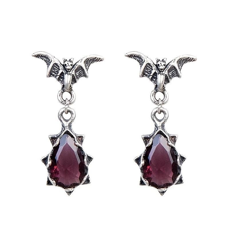Classic Retro Personality Bat Droplet Shaped Zircon Earrings for Men and Women Hip Hop Street Rock Party Jewelry Gifts