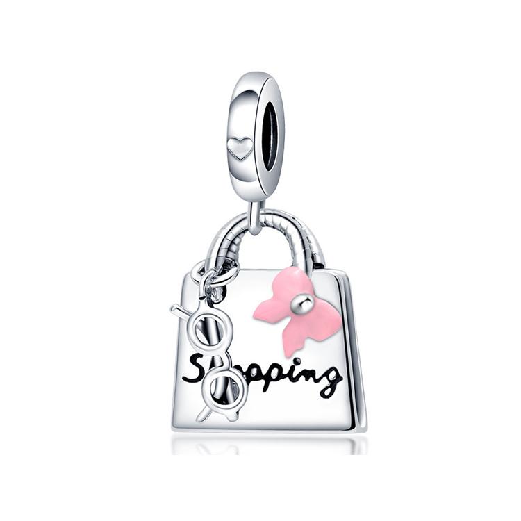 925 Pure Silver Pink Series Father Butterfly Bag Flower Charm Fit for Original Bracelet DIY Women's Exquisite Jewelry