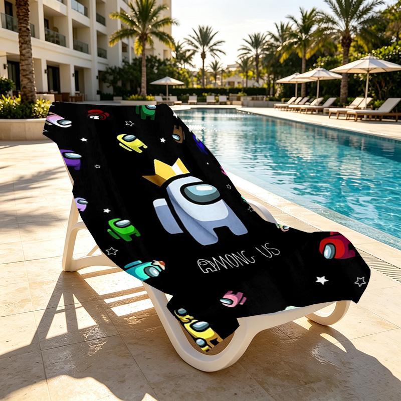Among Us Print Beach Towel Design, Soft, Lightweight. for Home Bathroom, Spa, Pool, Yoga, Surfing, Camping, Gift for Family, Friend