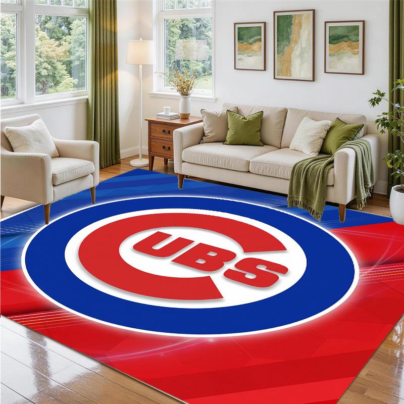 Chicago Cubs Design Crystal Velvet Rug Soft Decorative Mat for Bedroom Entrance