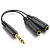 Pozlacený 6.35 Stereo na 2ks 6.5 Mono Zesilovač Audio Adaptér Kabel 1 na 2 Rozbočovač