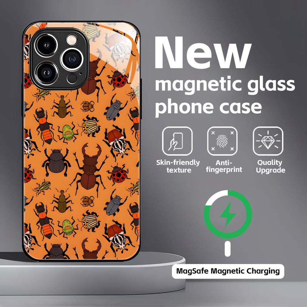 

Cool insects Phone Case For iPhone17 16 15 14 13 12 11 X XR XS 8 Plus Mini Pro Max Glass Magnetic Case iPhone 13 Pro