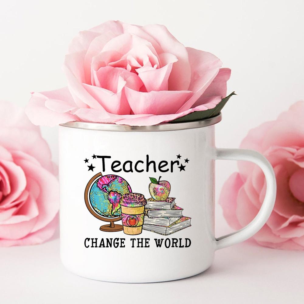 Camping Mug Coffee Teacher Change The World Print Mugs Personalized Gift Original Breakfast Cups to Sublimate Stainless Cup Beer