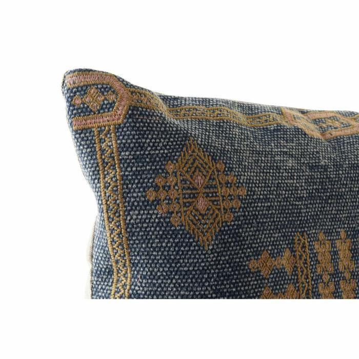 Coussin - Arabe - Bleu Et Orange - 50 X 10 X 50 Cm - 2 Unités