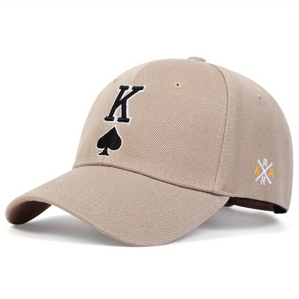 Stylish Hip Hop K Letter Baseball Cap Hip Hop Snapback Hat Poker Embroidered Golf Hats Outdoor Use Active Leisure Caps Dad Hats