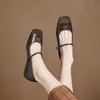 New Four-season Wear Women's Casual Single Shoes Solid Color Buckle Square Head Light Mouth Bevel Heel Lazy Shoes Large and Small Size Women's Shoes