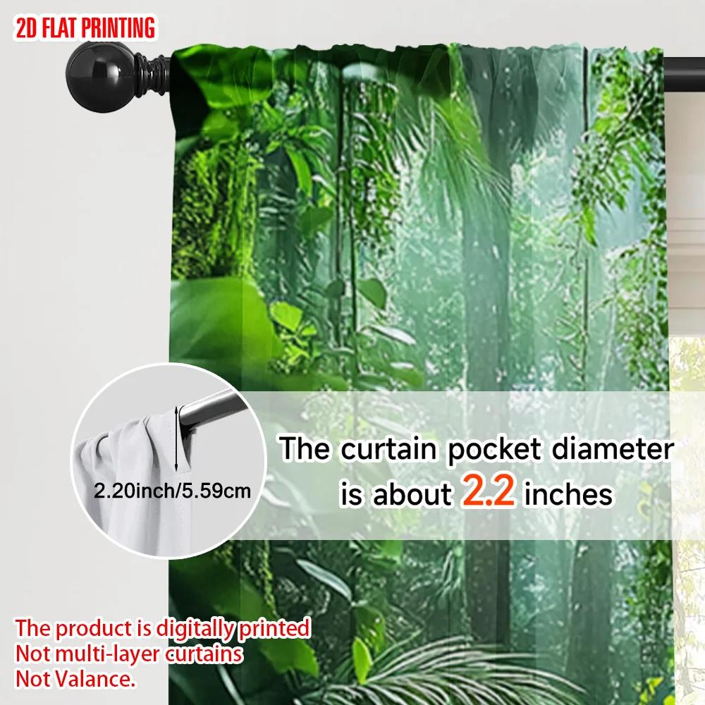 2pcs, plane printing Print Curtains Tropical Rainforest Landscape Versatile Fabric (without rod) Outdoor Decorations Use for