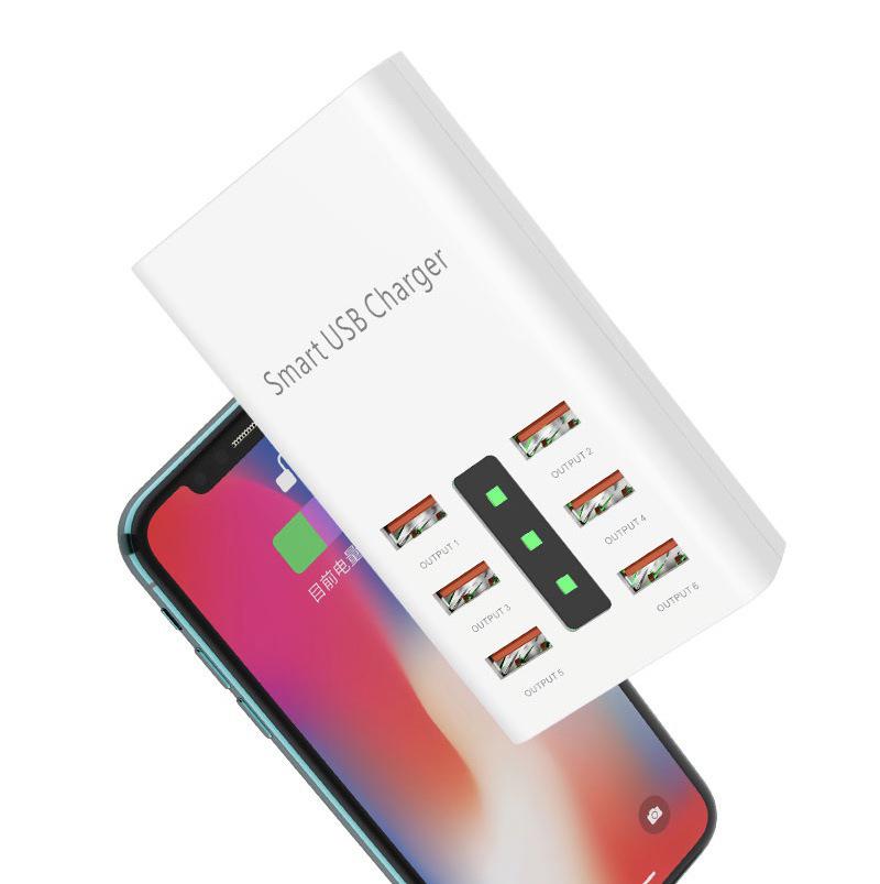 30W 6-Port USB Power Strip Charger for Mobile & Tablet Devices