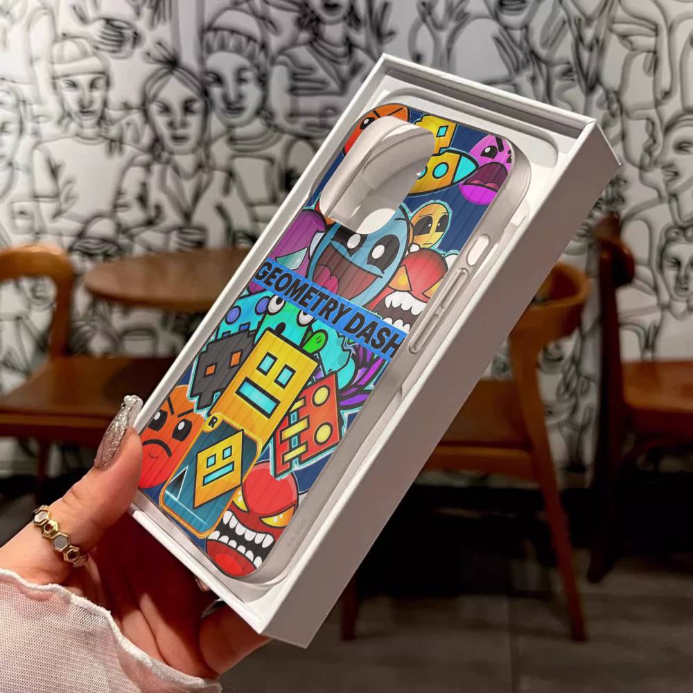 Game Geometry Dash For IPhone 16 15 11 12 13 14 17 Pro Max PLUS Pro Soft Corrugated Silicone Back Phone Case