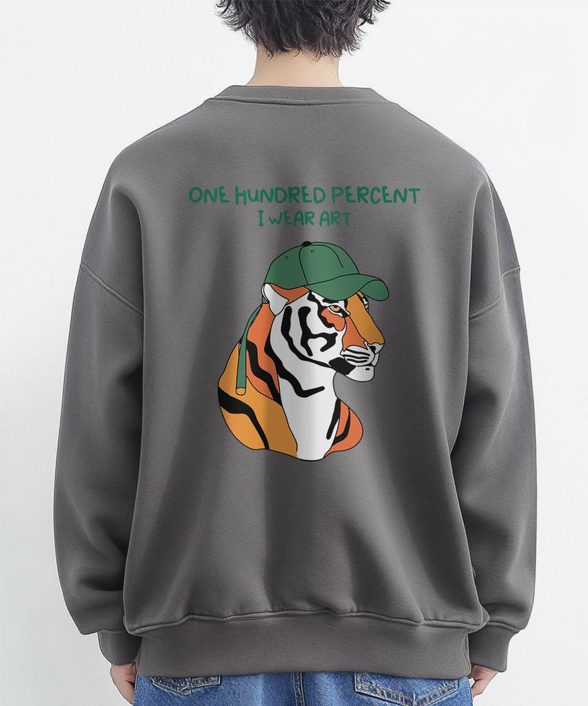 OHP Ohpxharmonia Bgreen Cap Tiger No.2 Fleece-Lined Sweatshirt
