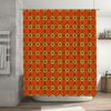 Vintage Retro Shower Curtain Geometric Floral Print Design For Bathroom Decor Home Accessories In Orange Gold Color (180 X 180Cm