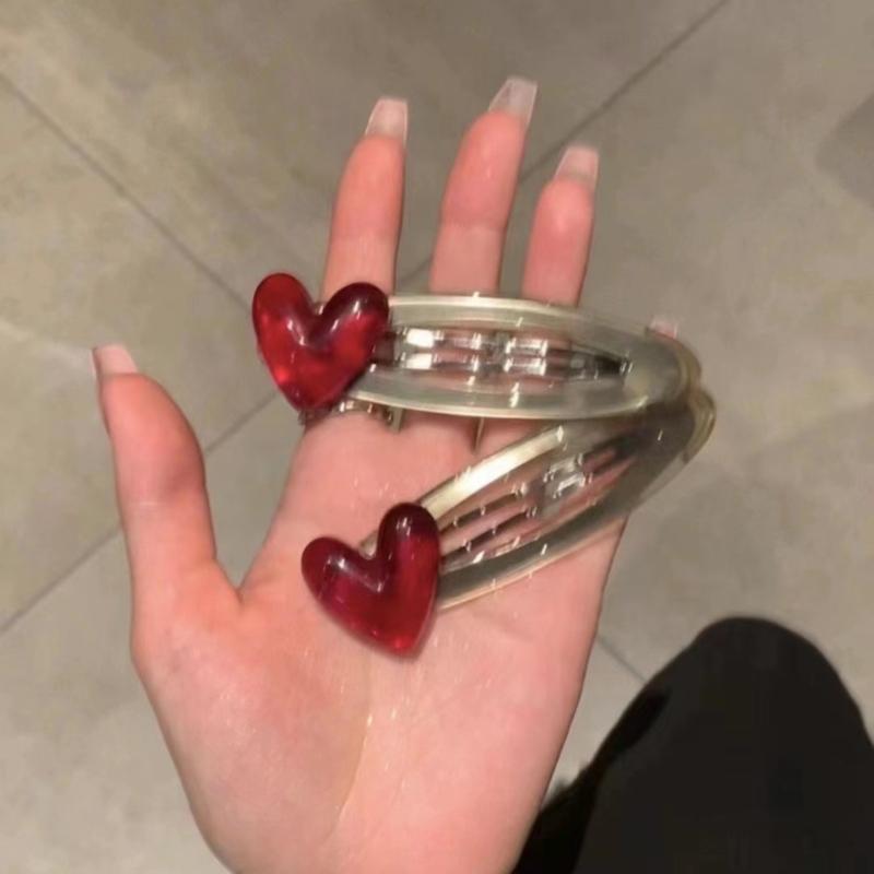 Lovely Cherry Red Heart Hair Pin Fashionable Hair Clip for Women and Girls Decorative Hair Decoration Fashion Headwear