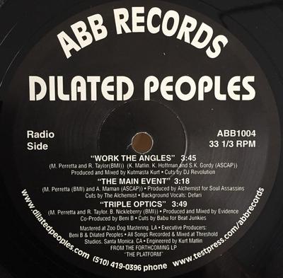 12inch Record DILATED PEOPLES - Work The Angles / The Main Event /  ABB1004 ABB Records 1998 US Rap & Hip-Hop/R&B Used