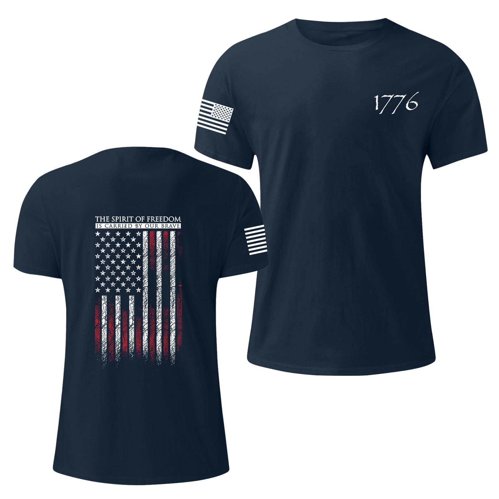 

Мужская модная повседневная футболка с круглым вырезом и коротким рукавом с принтом «День независимости» XXXL синий