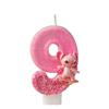 Pink Long-Eared Animal Birthday Candle, Number 09, Cute Cartoon Decoration for First Birthday Cake