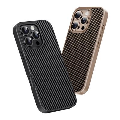 Funda Bumper Rígida de PC con Patrón de Fibra de Carbono Para iPhone 16 Pro 15 Pro Max 14 13 12 Borde Suave Antigolpes Delgada Cubierta para Teléfono