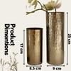 Metal Flower Vase for Home and Living Room Vintage Antique Decor (8.5 X 17)(Dark Gold)