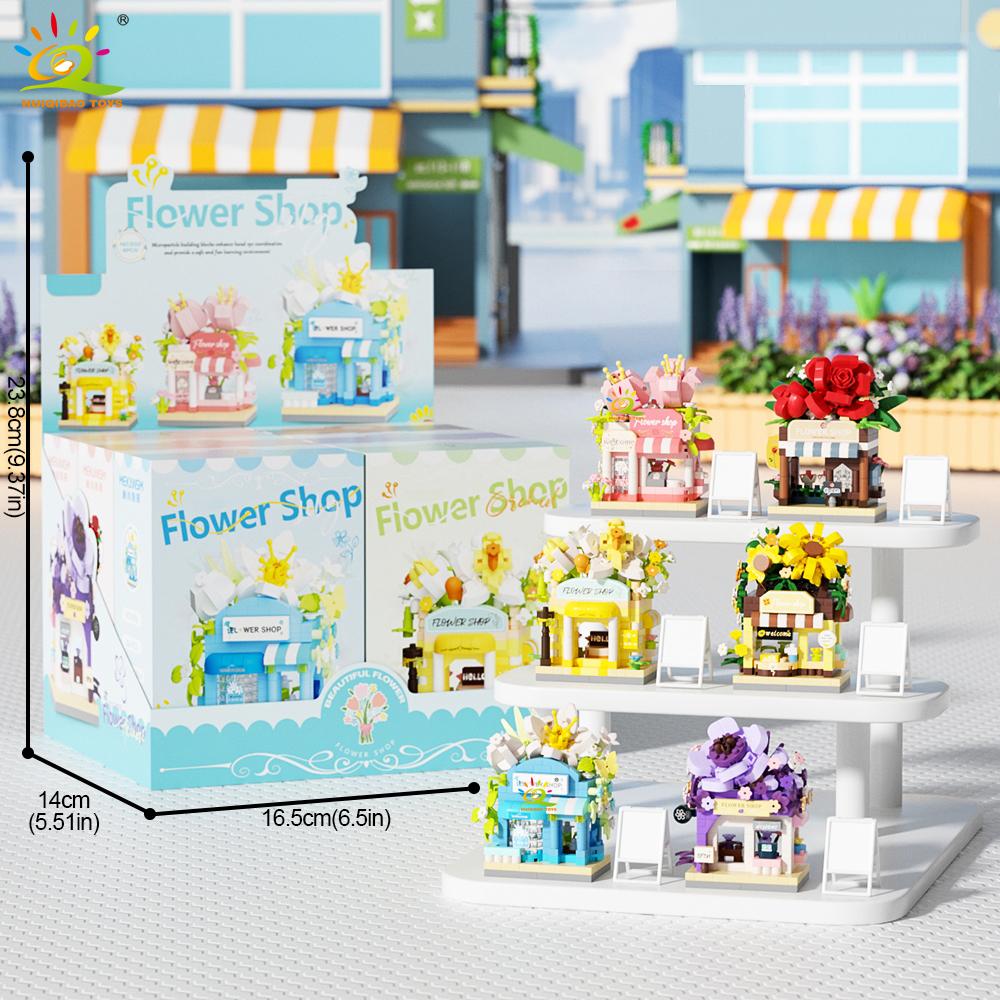 Non-Toxic Cute Moc Flower Store Model Micro Building Block Street View Shop Model Mini Brick Toy For Children Desk Home Decor.