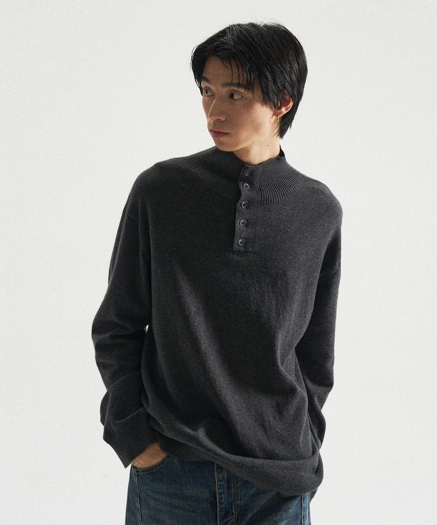 SLOWACID High-Neck Pullover Knit [Charcoal]