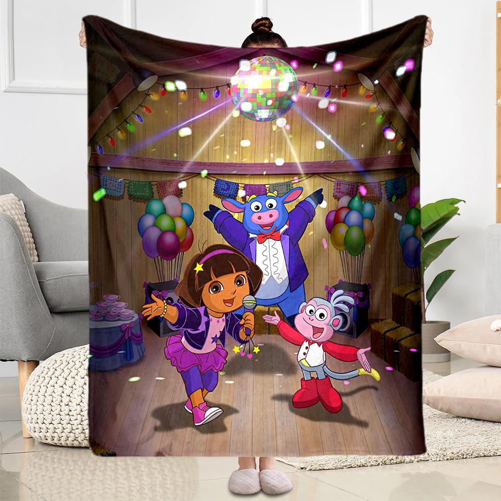 Dora Explorer Blanket Durable Comfort Perfect for Sofa Livingroom Couch All-Season Use Modern Style Unique Gift for Family and Friends Camping