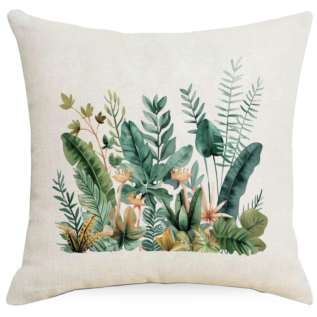 Summer Plant Leaves Pillow Simple Modern Tropical Plant Green Plant Pillow Sofa