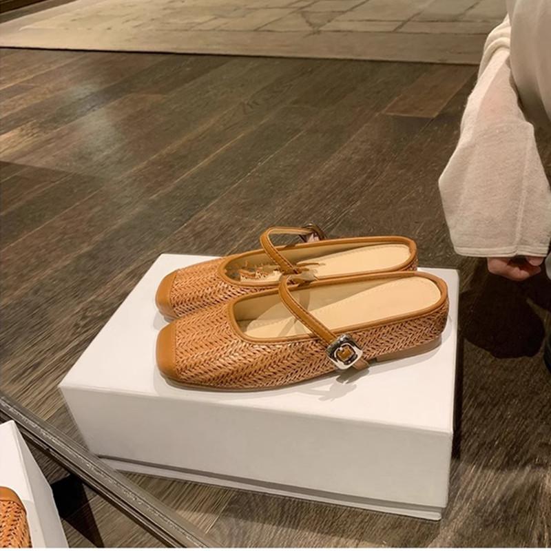 

Дизайн в стиле пэчворк, плетение в стиле ретро, внутренняя высота на платформе, сумка на голову, полусабо, женские новые туфли-лодочки 40 коричневый