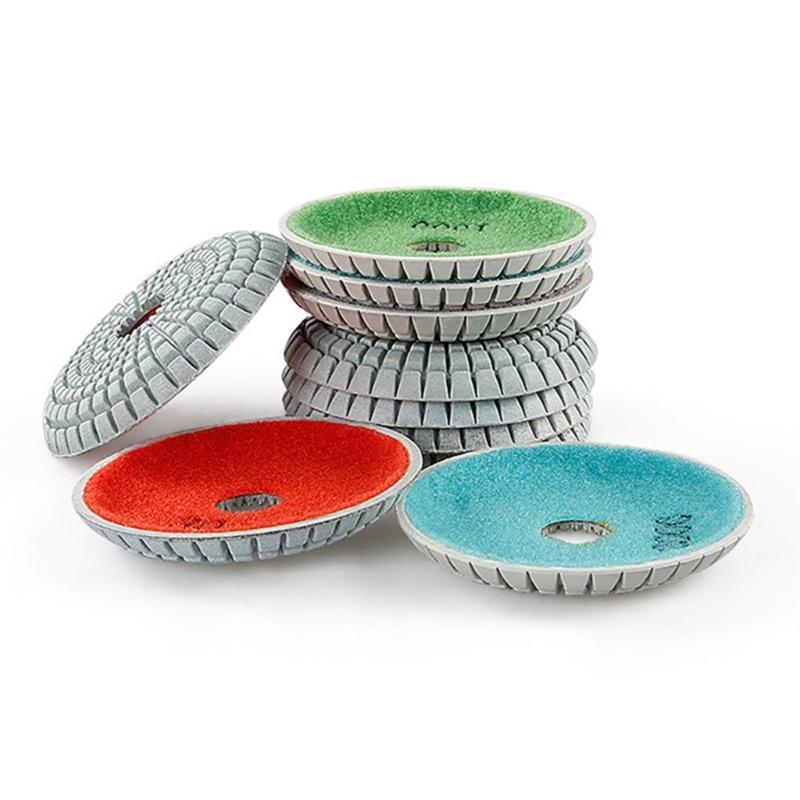 7Pcs Professional 100mm Metal Resin Wet Polishing Pad Set For Marble Stone Tile Grinding Finishing Polishing