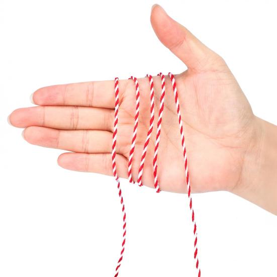 Red And White Cotton Twine 2mm Bakers Twine Christmas Ribbon String for Crafts Art Gardening Plants Gift Wrapping Home Wedding Holiday Decor