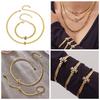 Stylish European & American Double Layer Zirconia Flower Necklace & Stainless Steel Bracelet Jewelry Set for Women