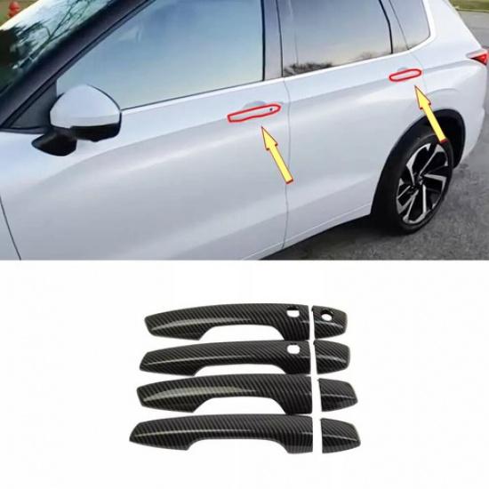 Carbon Fiber Car Door Handles Cover Trim For Mitsubishi Outlander -2024