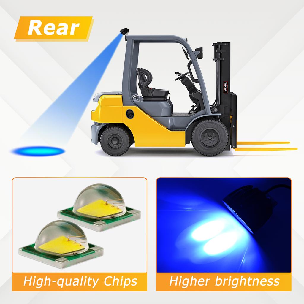 Uniwersalne wodoodporne światło ostrzegawcze LED do wózków widłowych, punktowe, cofające, niebieskie, dla pieszych, do magazynów, regulowane, do samochodów ciężarowych, 12 V-80 V, E9