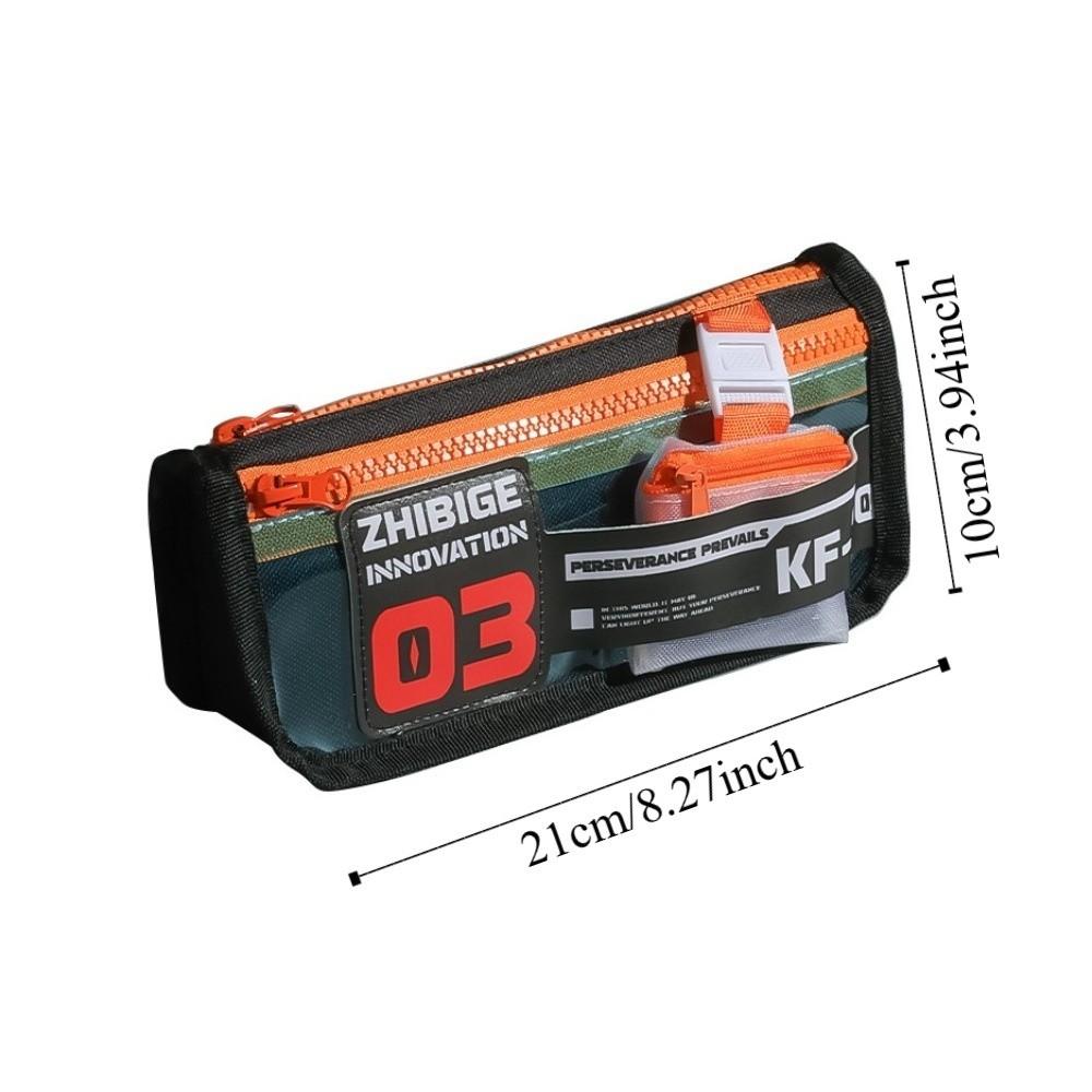 Canvas Letters Stationery Bag Double-layer Pencil Pouch Ins Fashion Racing Car Pen Bag Boys Men