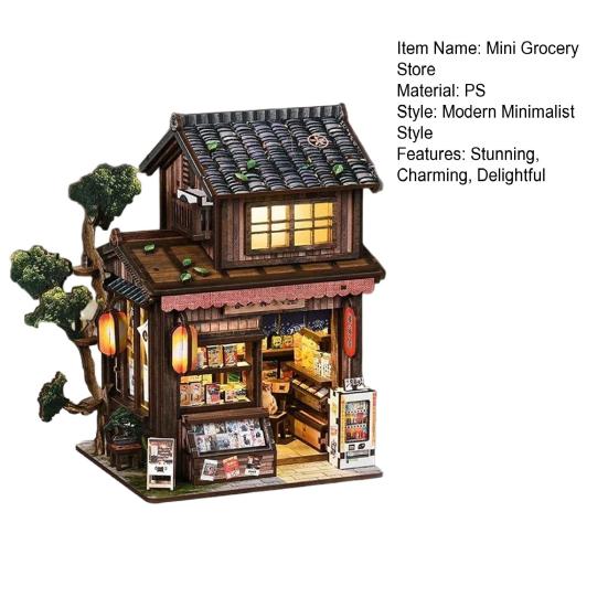 DIY Mini-Lebensmittelladen-Bausatz Mini-Puppenhaus Booknook Modellbau 3D Mini-Haus Bücherregal Dekor Geschenke für Erwachsene Familie Freunde