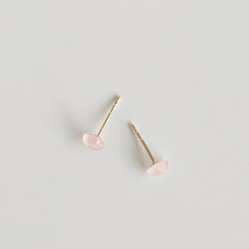 Modernlike 14k Gold Pink Quartz Crystal Heart Earrings