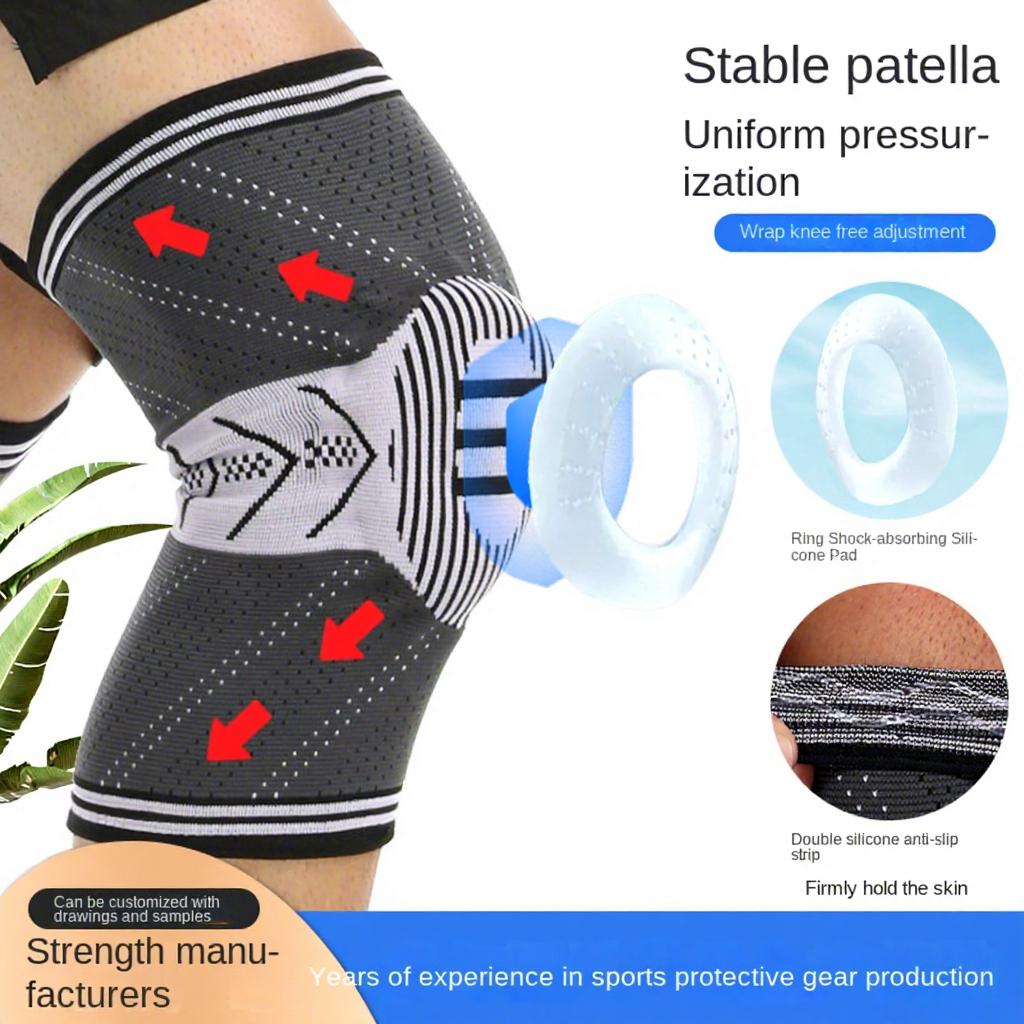 Factory Customization Sports Breathable Thick Knitted Knee Pad Elastic Band Closure Non-Slip Shock Absorbing