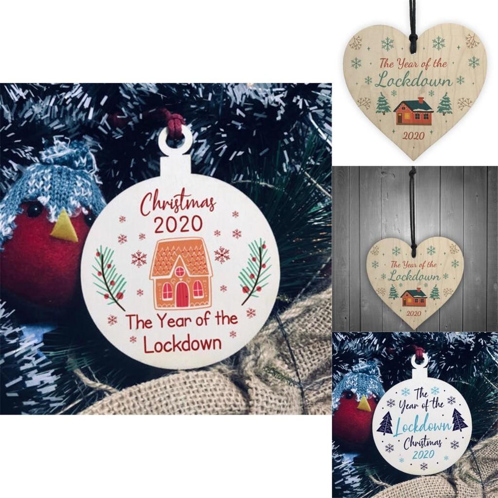 Gift Christmas Decorations Hanging Bauble Wooden The Year Of The Lockdown 2020