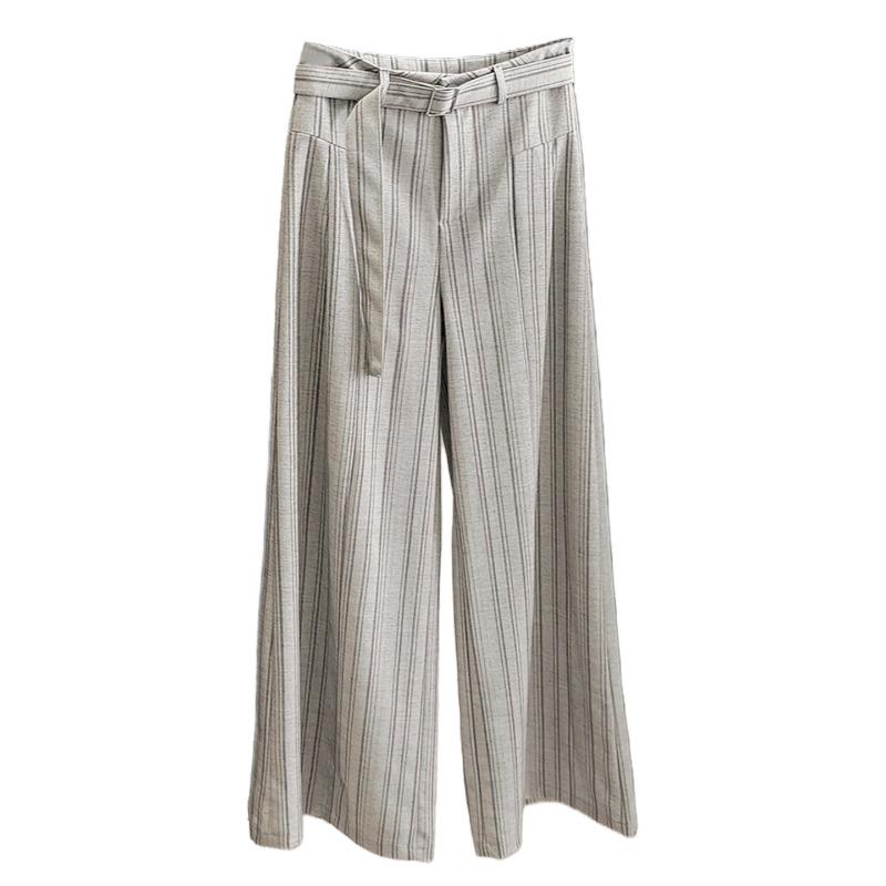 Spring and Autumn Striped Wide Leg Suit Pants Women's New High Waist Skinny Versatile Drape Straight Casual Pants