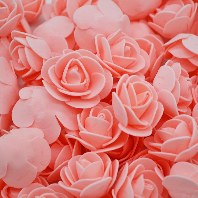 50Pcs/lot 3.5cm PE Foam Rose Head Artificial Rose Flowers Home Garden Decorative Wreath Supplies Wedding Event Party Decoration