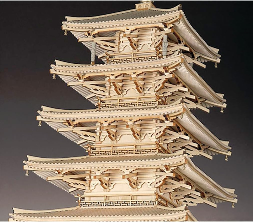 Woody Joe Temple Pagoda Wooden Model Assembly Kit 1/75 Horyu-ji Five-story (Building)